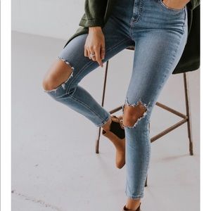 Free People High Rise Busted Skinny Denim